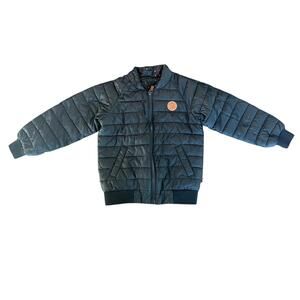 Mini Rodini Reversible Puffer Jacket Kids 6–7 Quilted Bomber Bird Patch